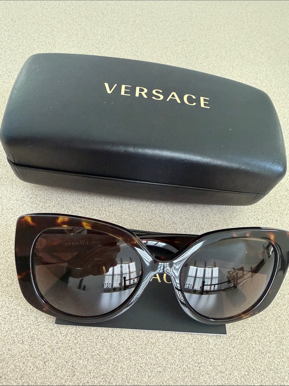 Versace Brown Tortoiseshell Cat-Eye Sunglasses